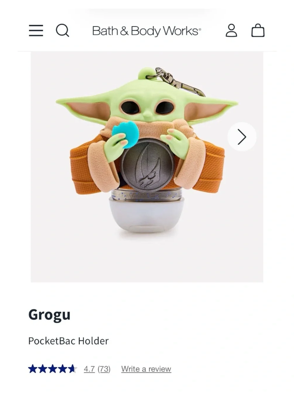 NWT Bath & Body Works Grogu PocketBac Holder Star Wars Hand Sanitizer